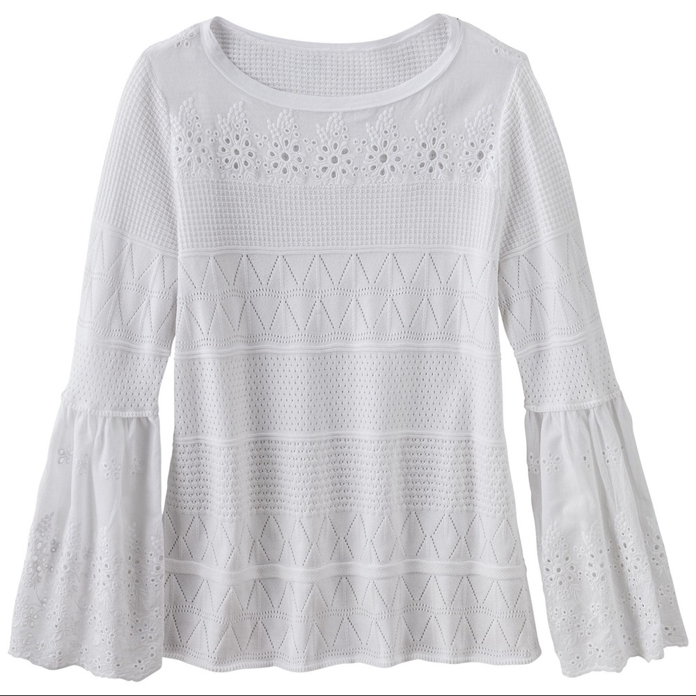Woven Sleeve Pullover Sweater